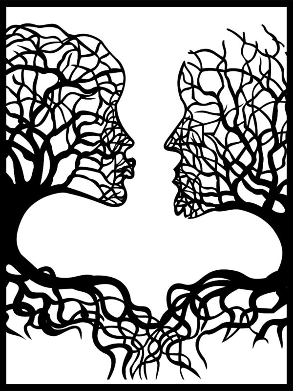 SSDECO.es | Cuadro Decorativo de Pared Árbol de los Enamorados - Arte en Madera Negro con Fondo Blanco, Tríptico de 3 Piezas (40x70 cm) - Decoración Moderna para Salón, Dormitorio y Regalos Románticos